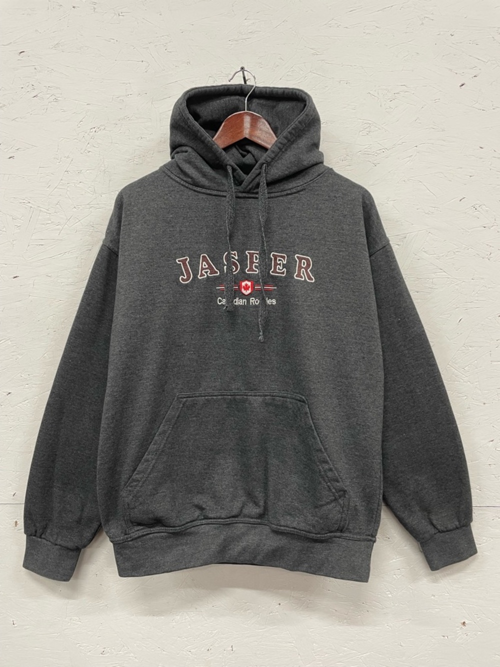 Vintage Jasper, AB Canadian Rockies Embroidered Souvenir Hoodie, Size L